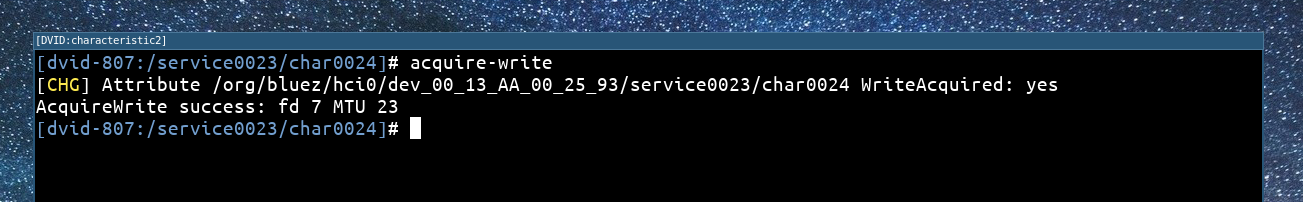 bluetoothctl acquire write